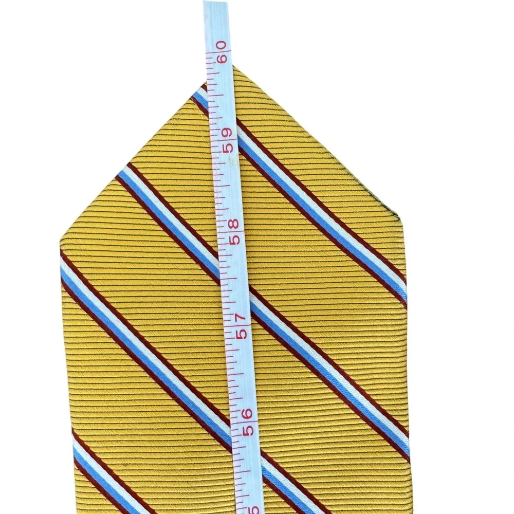 Brooks Brothers Makers Silk Repp Stripe Tie Gold Yellow Red Blue Made in USA
